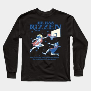 He Is Rizzin' Christian Juses Basketbal Happy Easter Retro vintage Long Sleeve T-Shirt